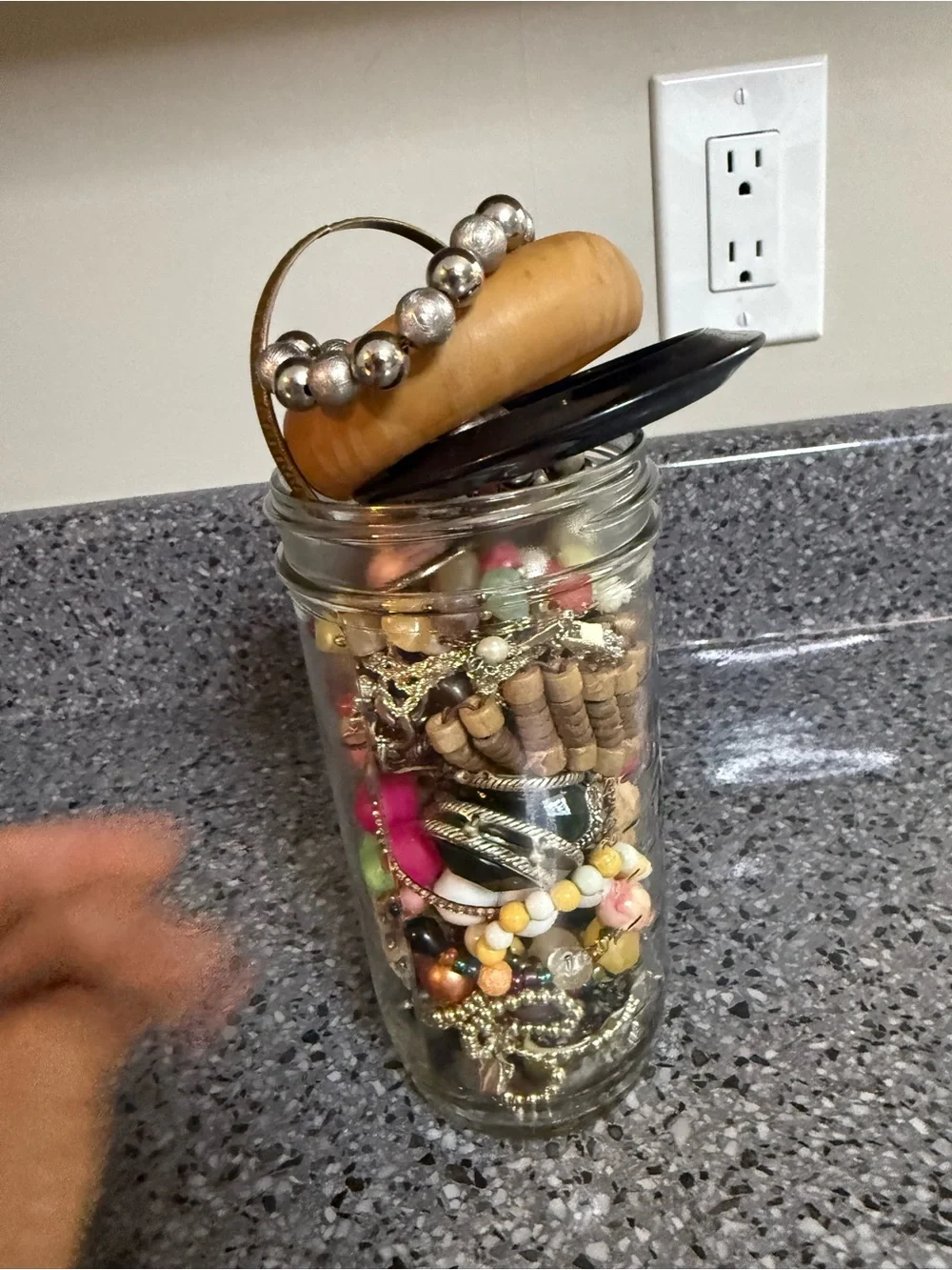 Vintage/Estate Assorted Jewelry in Glass Jar - Multicolor